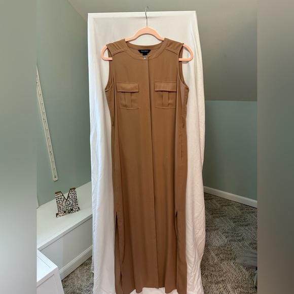 White House Black Market Tan Sleeveless Dress with pockets size 4 - Picture 1 of 11